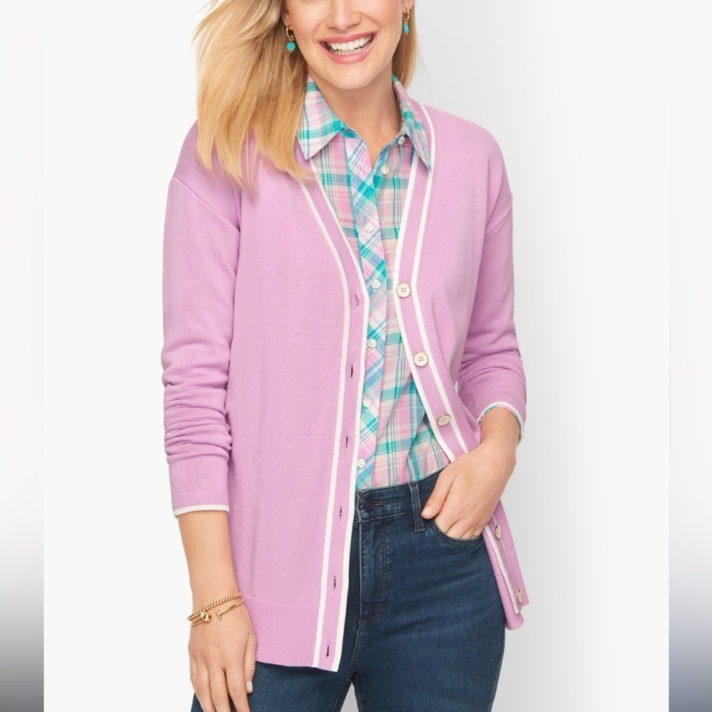 NWT Talbots Cotton Blend Girlfriend Cardigan Size M